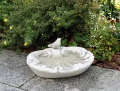 Gartendekoparadies Belle|Animaux-Bain d'oiseau sous forme de feuille