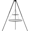 Gartendekoparadies Bols À Feu & Poêles De Jardin-Barbecue 2 Grilles de Cuisson suspendu «TIPI» sur Trépied 210 cm – en acier inox 70 cm et 40 cm
