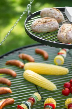 Gartendekoparadies Bols À Feu & Poêles De Jardin-Barbecue 2 Grilles de Cuisson suspendu sur Trépied 200 cm – en acier 70 cm et 40 cm