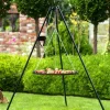 Gartendekoparadies Bols À Feu & Poêles De Jardin-Barbecue Grille de Cuisson suspendu sur Trépied 180 cm – en acier inox 50 cm avec moulinet