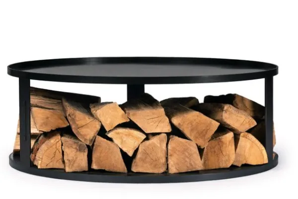 Gartendekoparadies Bols À Feu & Poêles De Jardin-Base ronde avec range-bûches pour braséro 62 cm