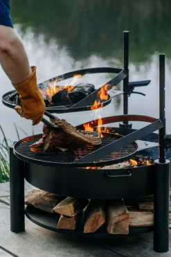 Gartendekoparadies Bols À Feu & Poêles De Jardin-Braséro de jardin avec grille multifonctionnel «MONTANA X» de la grille 60 cm