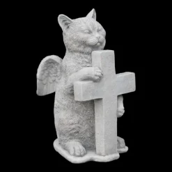 Gartendekoparadies Animaux-Chat ange avec croix