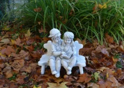 Gartendekoparadies Enfants & Anges-Chiffres de fille et de garçon sur le banc