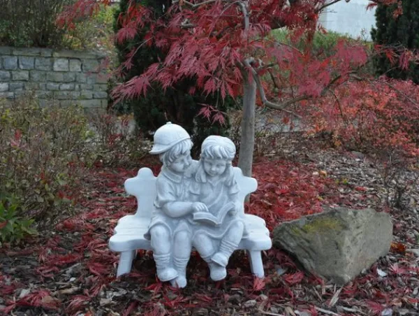 Gartendekoparadies Enfants & Anges-Chiffres de fille et de garçon sur le banc