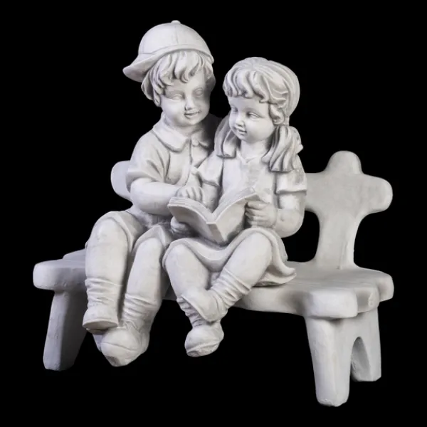 Gartendekoparadies Enfants & Anges-Chiffres de fille et de garçon sur le banc