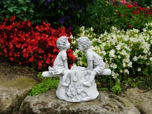 Gartendekoparadies Enfants & Anges-Chiffres de garçon et de fille sur la balançoire
