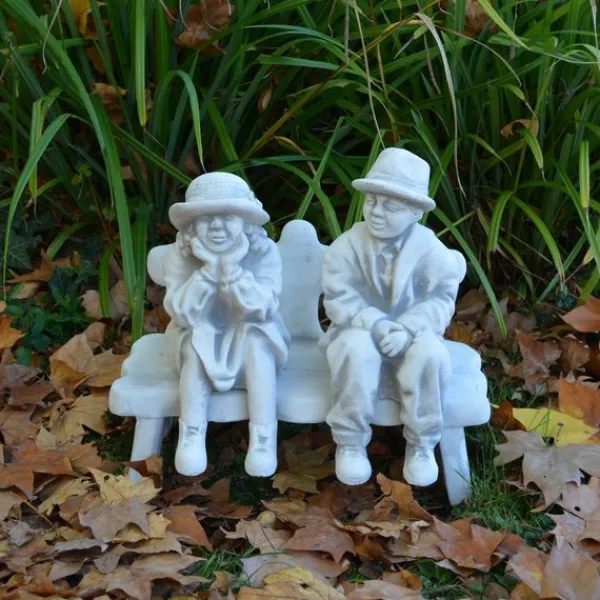 Gartendekoparadies Figures & Statues-Couple drôle méditant sur le banc