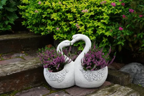 Gartendekoparadies Animaux|Jardinières-Cygnes avec pot de fleurs