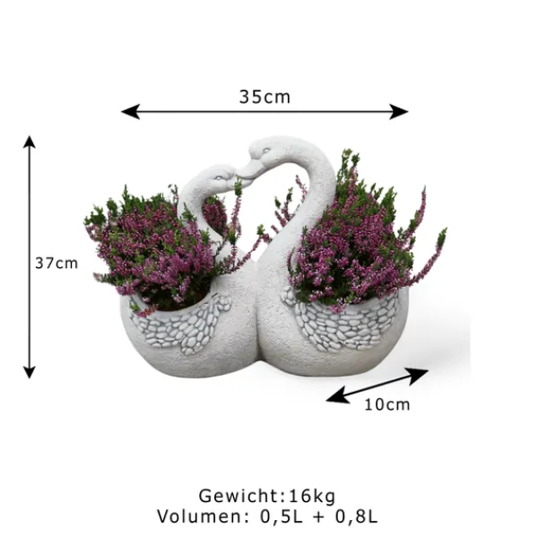 Gartendekoparadies Animaux|Jardinières-Cygnes avec pot de fleurs