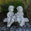 Gartendekoparadies Enfants & Anges-Deux figures d'enfants sur le banc