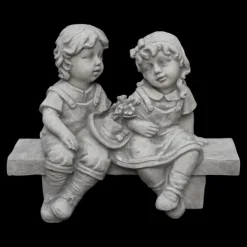Gartendekoparadies Enfants & Anges-Deux figures d'enfants sur le banc