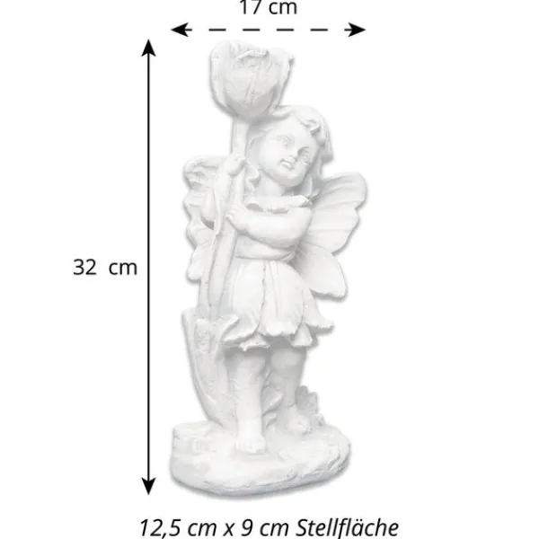 Gartendekoparadies Belle|Figures & Statues-Elfe mignon avec une rose magnifiquement conçue
