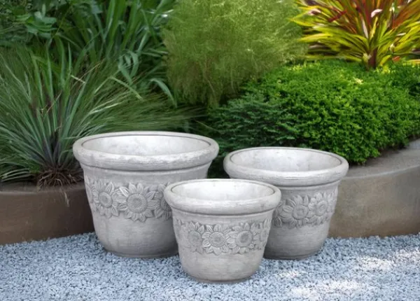 Gartendekoparadies Jardinières-Ensemble de pots de fleurs avec un motif de tournesol