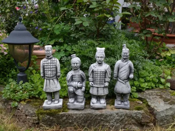 Gartendekoparadies Figures & Statues-Ensemble de quatre guerriers chinois en terre cuite