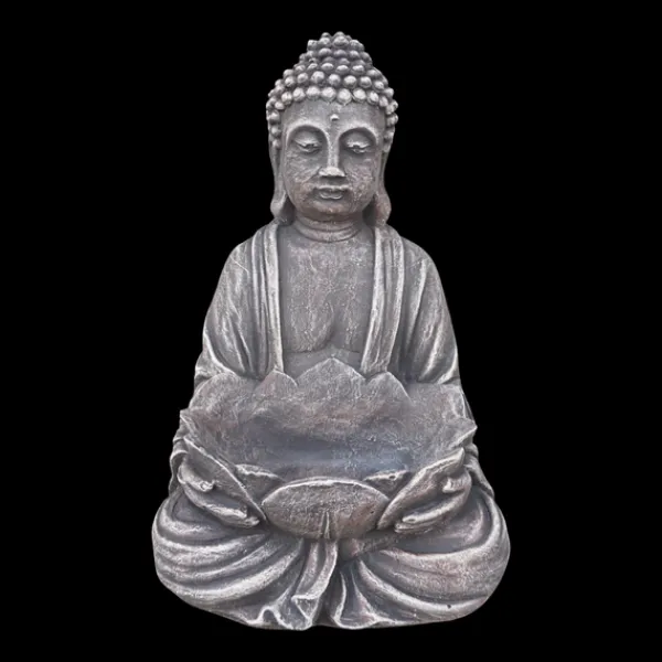 Gartendekoparadies Bouddhas-Figure de bouddha avec bol de fleur de lotus