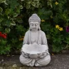 Gartendekoparadies Bouddhas-Figure de bouddha avec bol de fleur de lotus