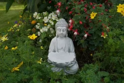 Gartendekoparadies Bouddhas-Figure de bouddha avec bol de fleur de lotus