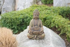 Gartendekoparadies Bouddhas-Figure de bouddha avec bol de fleur de lotus