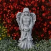 Gartendekoparadies Enfants & Anges-Figure d'ange avec un petit oiseau sur ses genoux