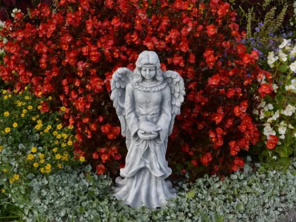 Gartendekoparadies Enfants & Anges-Figure d'ange avec un petit oiseau sur ses genoux