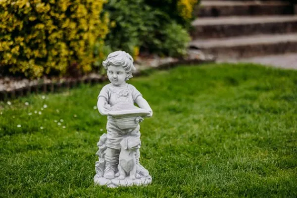 Gartendekoparadies Enfants & Anges-Figurine de garçon avec un chapeau qui peut être planté