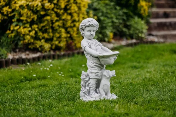 Gartendekoparadies Enfants & Anges-Figurine de garçon avec un chapeau qui peut être planté