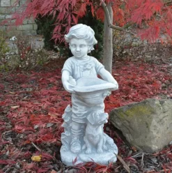 Gartendekoparadies Enfants & Anges-Figurine de garçon avec un chapeau qui peut être planté