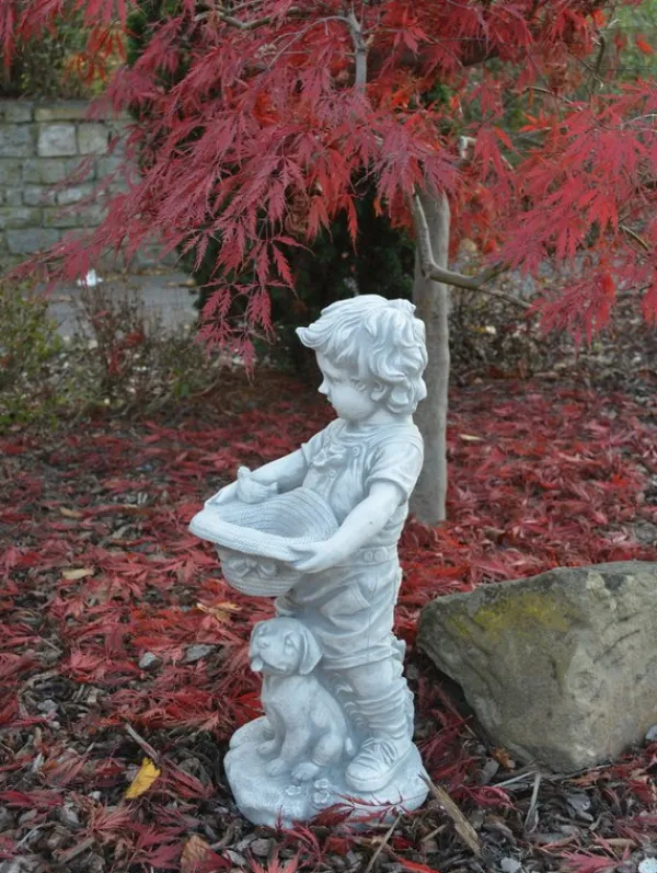 Gartendekoparadies Enfants & Anges-Figurine de garçon avec un chapeau qui peut être planté
