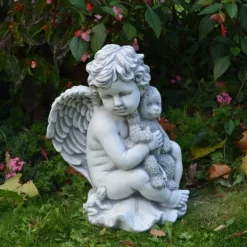 Gartendekoparadies Enfants & Anges-Figurine d'ange avec peluche