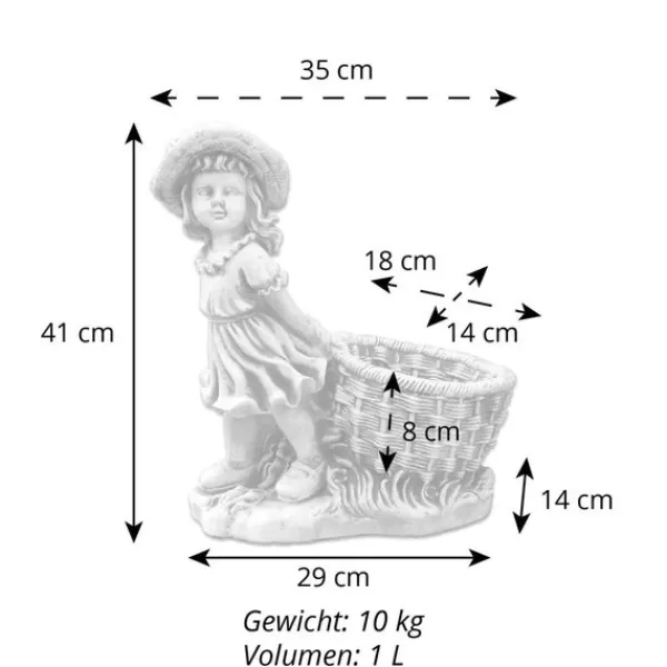 Gartendekoparadies Enfants & Anges|Jardinières-Fille avec un pot de fleurs