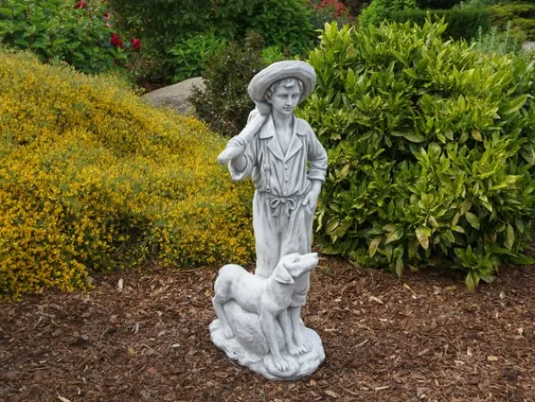 Gartendekoparadies Figures & Statues-Garçon avec un chien de chasse