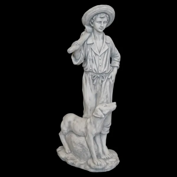 Gartendekoparadies Figures & Statues-Garçon avec un chien de chasse