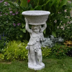 Gartendekoparadies Figures & Statues|Jardinières-Garçon avec un grand bol de plantes