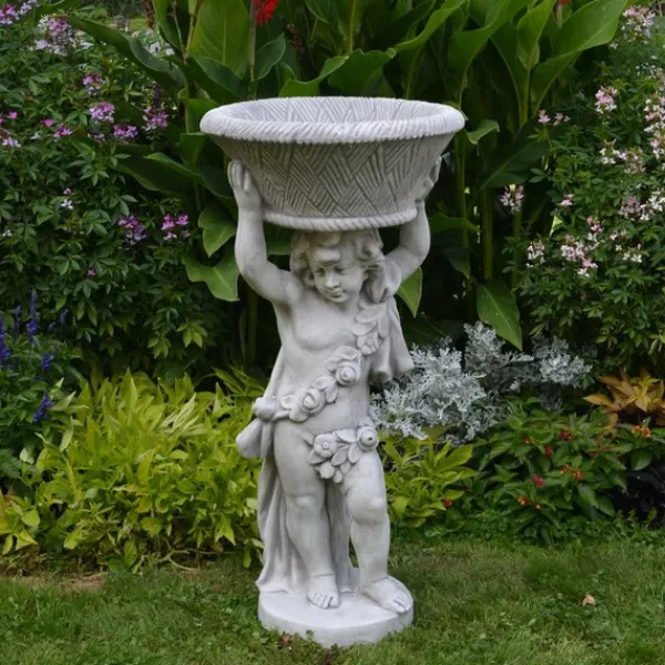 Gartendekoparadies Figures & Statues|Jardinières-Garçon avec un grand bol de plantes