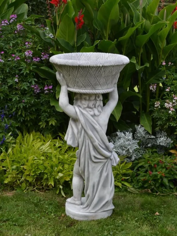 Gartendekoparadies Figures & Statues|Jardinières-Garçon avec un grand bol de plantes