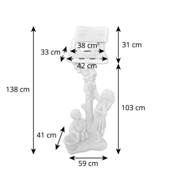 Gartendekoparadies Figures & Statues|Enfants & Anges-Garçon et fille avec une statue de mangeoire à oiseaux