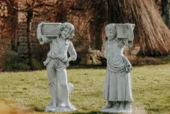 Gartendekoparadies Figures & Statues|Jardinières-Garçon et fille comme piliers de plantation