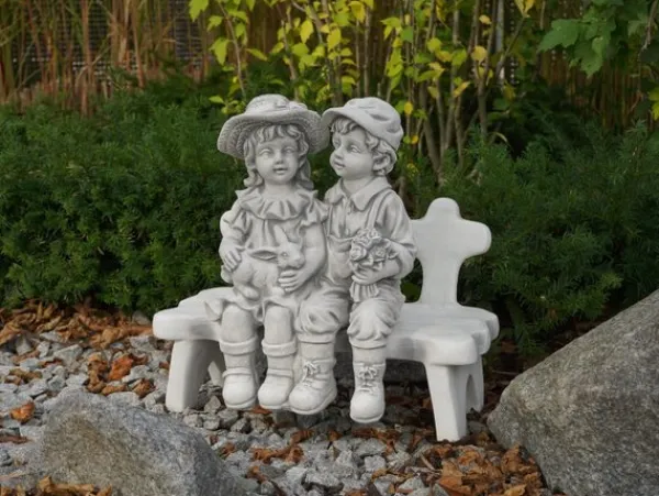 Gartendekoparadies Enfants & Anges-Garçon et fille sur un banc