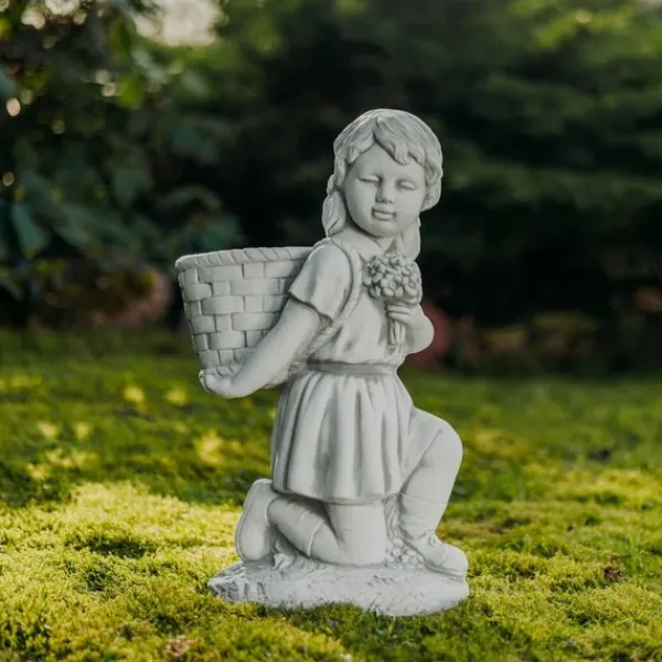 Gartendekoparadies Enfants & Anges|Jardinières-Girl Figurine with Plant Basket