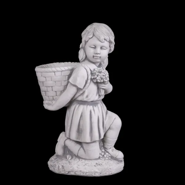 Gartendekoparadies Enfants & Anges|Jardinières-Girl Figurine with Plant Basket