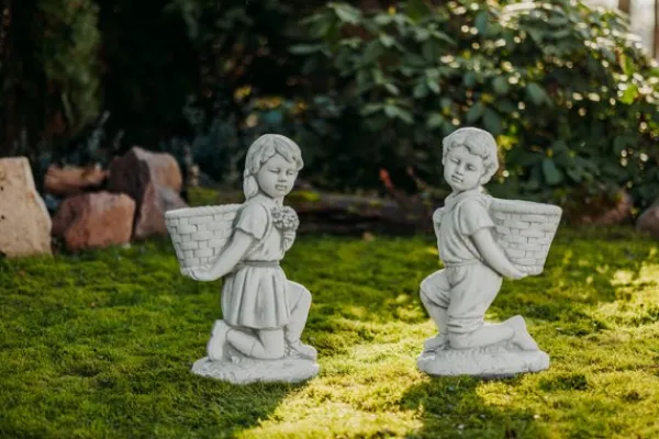 Gartendekoparadies Enfants & Anges|Jardinières-Girl Figurine with Plant Basket