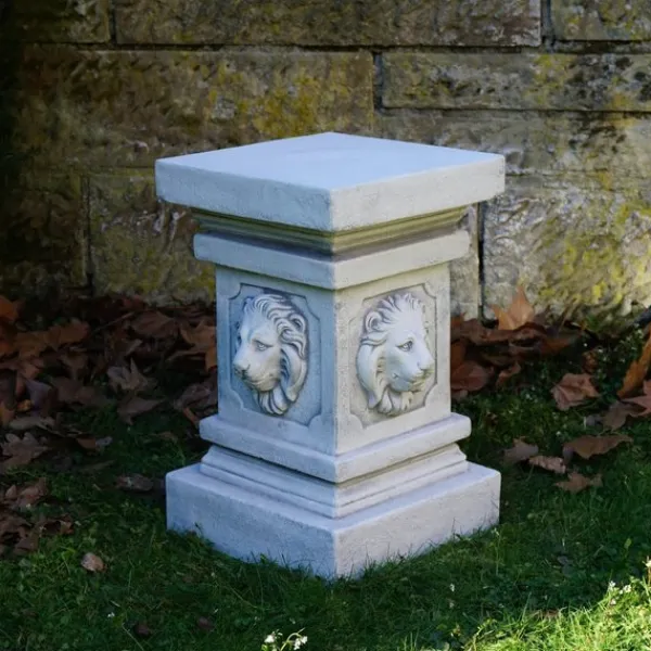 Gartendekoparadies Colonnes & Socles-Grand socle à tête de lion