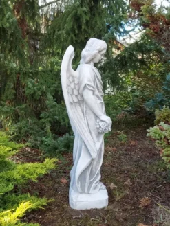 Gartendekoparadies Enfants & Anges-Grande statue d'ange sur une base stable