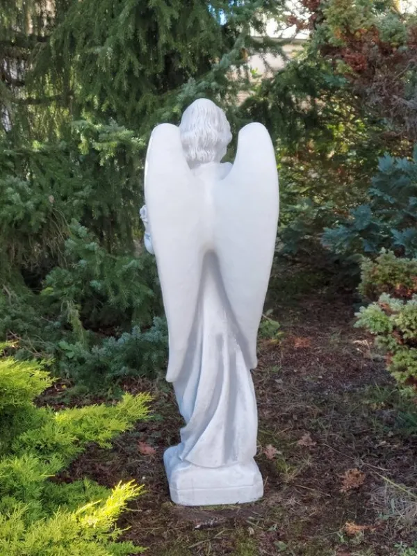 Gartendekoparadies Enfants & Anges-Grande statue d'ange sur une base stable