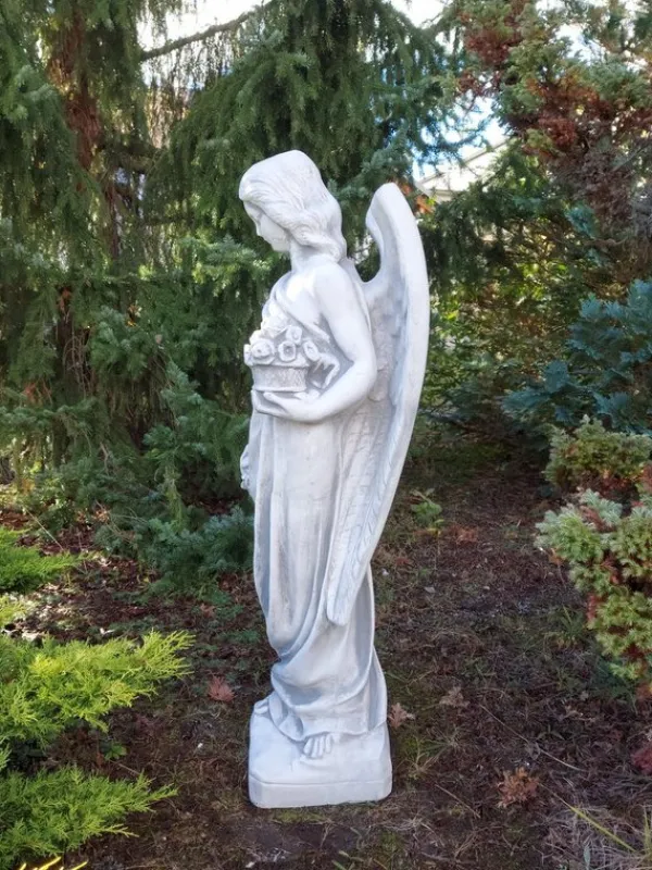 Gartendekoparadies Enfants & Anges-Grande statue d'ange sur une base stable