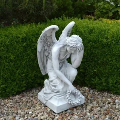 Gartendekoparadies Enfants & Anges-Grande statue d'ange sur socle