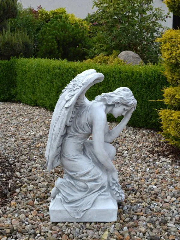 Gartendekoparadies Enfants & Anges-Grande statue d'ange sur socle