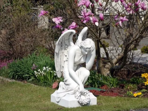 Gartendekoparadies Enfants & Anges-Grande statue d'ange sur socle