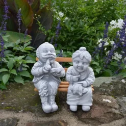 Gartendekoparadies Enfants & Anges-Grand-père et grand-mère sur un banc dans le jardin